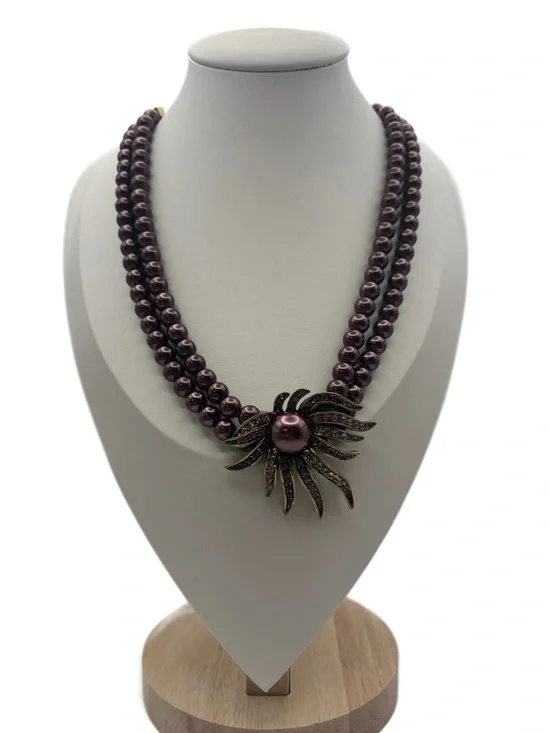 HEID DAUS “SUBLIME STAR” 2 STRANDS CRYSTAL DROP BEADED NECKLACE & Earrings Set - Picture 6 of 12